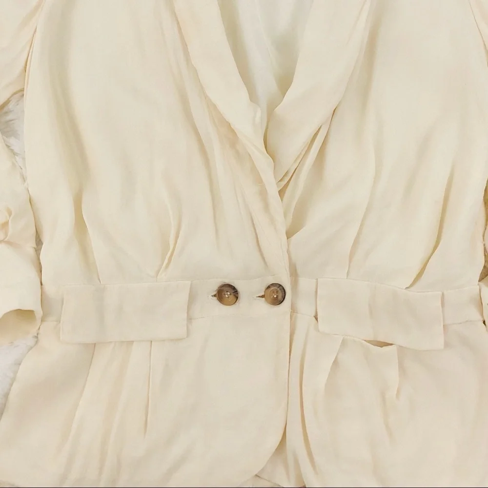 TOPSHOP cream long sleeve blazer women’s sz S 4 - Picture 2 of 5